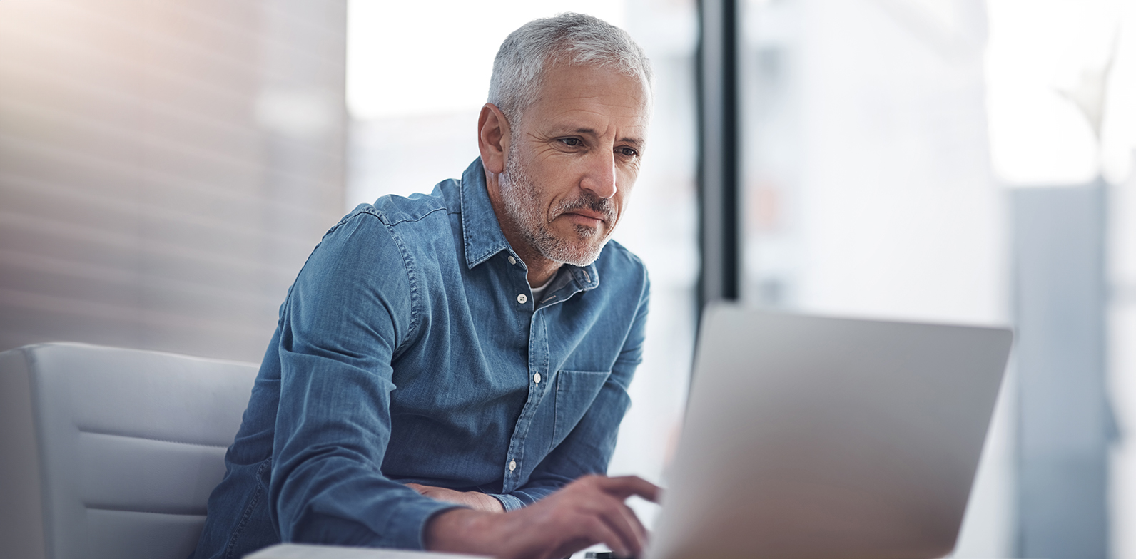 a person looking at a laptop